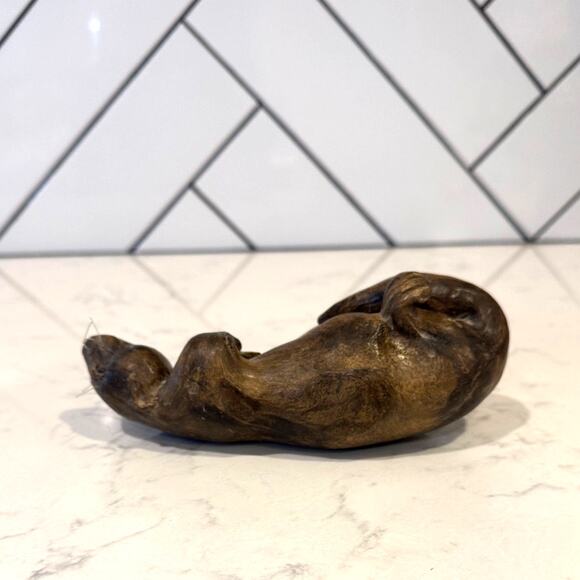 Vintage 70s handcrafted decorative wax sea otter holding an abalone shell - Picture 4 of 10